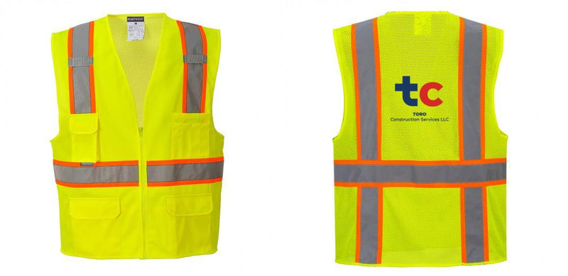 Custom Yellow Class 2 Safety Vest with Cooling Mesh Back