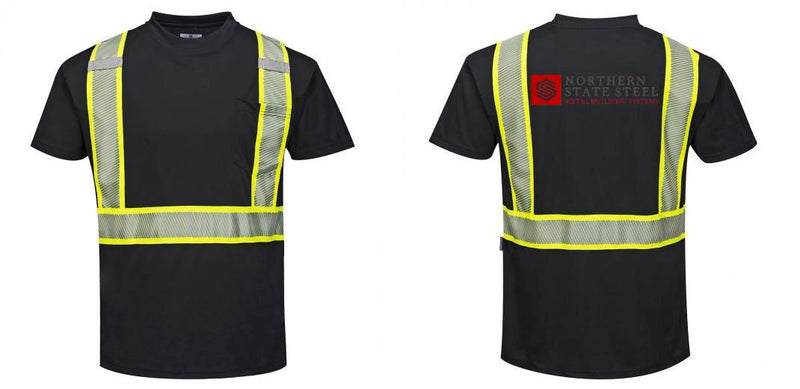 Custom Enhanced Safety Black Short Sleeved Work T-Shirt