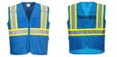 Custom Royal Blue Safety Vest Reflective High Visibility with Pockets
