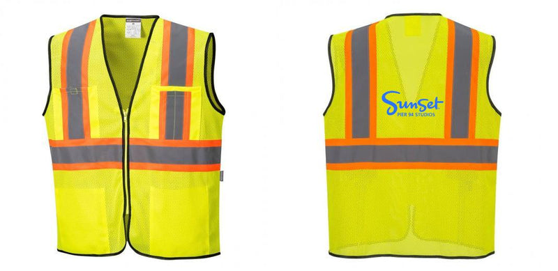 Custom Yellow Mesh Class 2 Reflective Safety Vest with Pockets