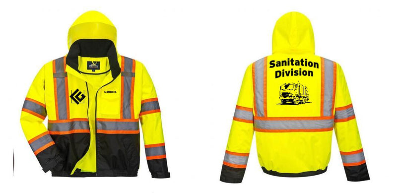 Custom High Visibility Class 3 Yellow/Black Winter Bomber Jacket