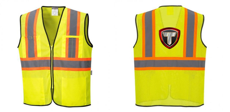 Custom Yellow Mesh Class 2 Reflective Safety Vest with Pockets