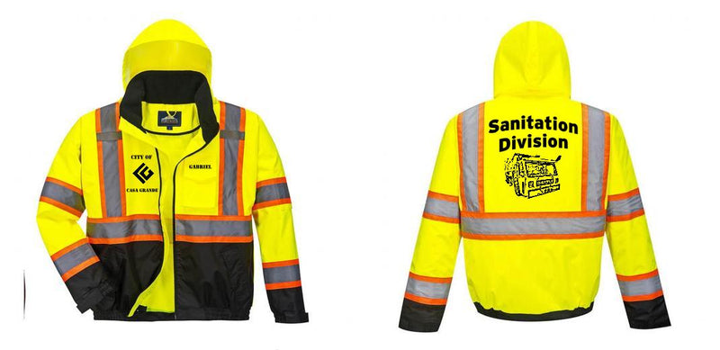 Custom High Visibility Class 3 Yellow/Black Winter Bomber Jacket