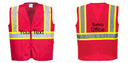 Custom RED Safety Vest Reflective High Visibility with Pockets