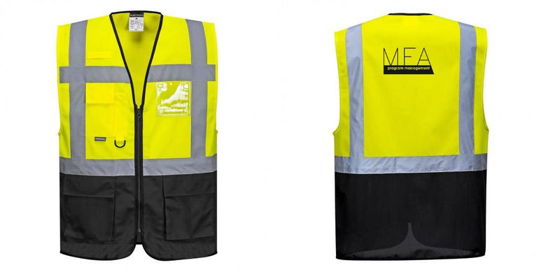 Custom Warsaw Yellow and Black Professional Style Safety Vest