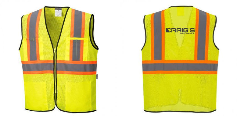 Custom Yellow Mesh Class 2 Reflective Safety Vest with Pockets