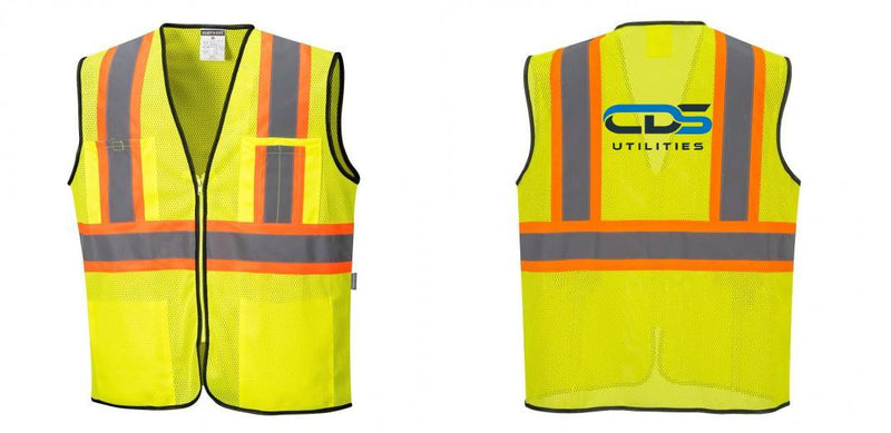 Custom Yellow Mesh Class 2 Reflective Safety Vest with Pockets