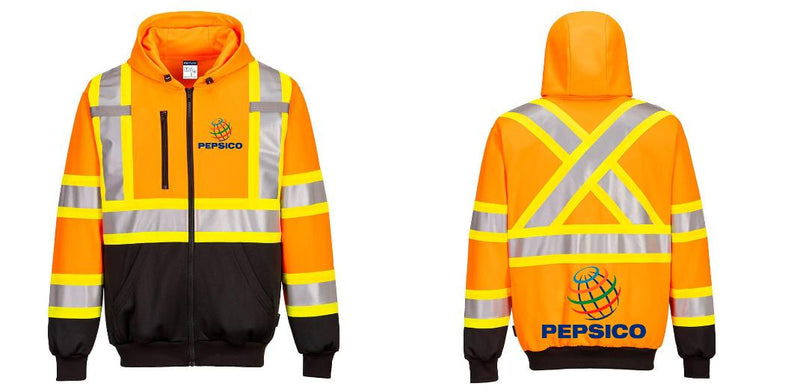 Custom Reflective X-Back Hi-Vis ORANGE Hoodie