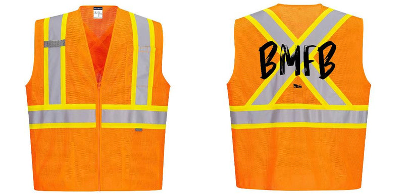 Custom X-Back ORANGE Mesh Contrast Tape Vest