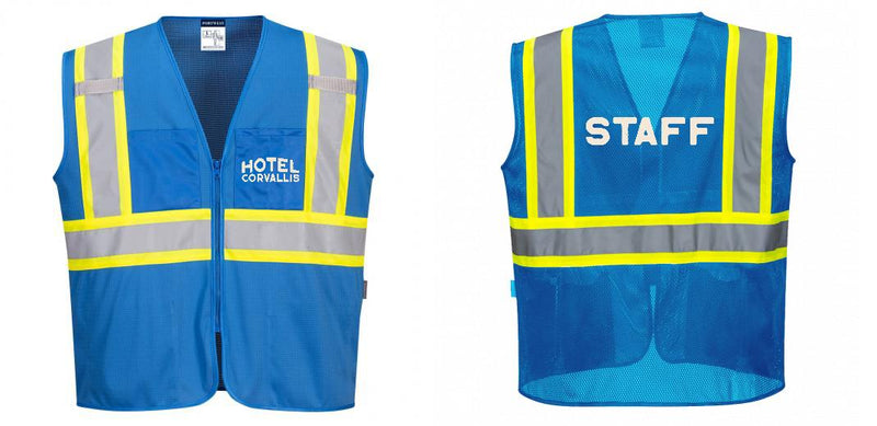 Custom Royal Blue Safety Vest Reflective High Visibility with Pockets