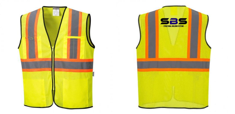 Custom Yellow Mesh Class 2 Reflective Safety Vest with Pockets