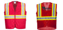 Custom RED Safety Vest Reflective High Visibility with Pockets