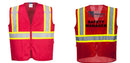 Custom RED Safety Vest Reflective High Visibility with Pockets