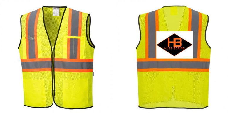 Custom Yellow Mesh Class 2 Reflective Safety Vest with Pockets