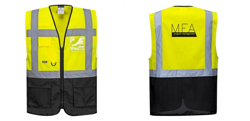 Custom Warsaw Yellow and Black Professional Style Safety Vest