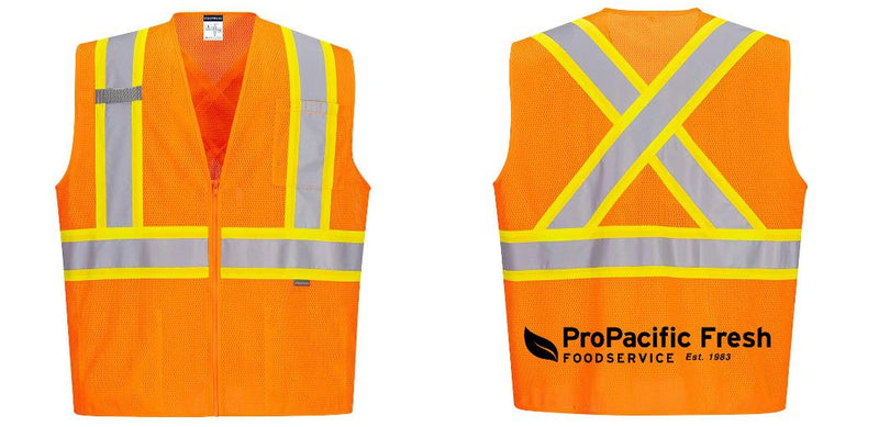 Custom X-Back ORANGE Mesh Contrast Tape Vest