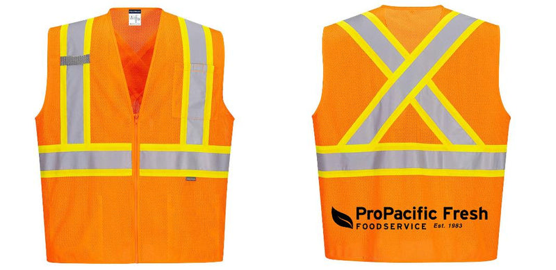 Custom X-Back ORANGE Mesh Contrast Tape Vest
