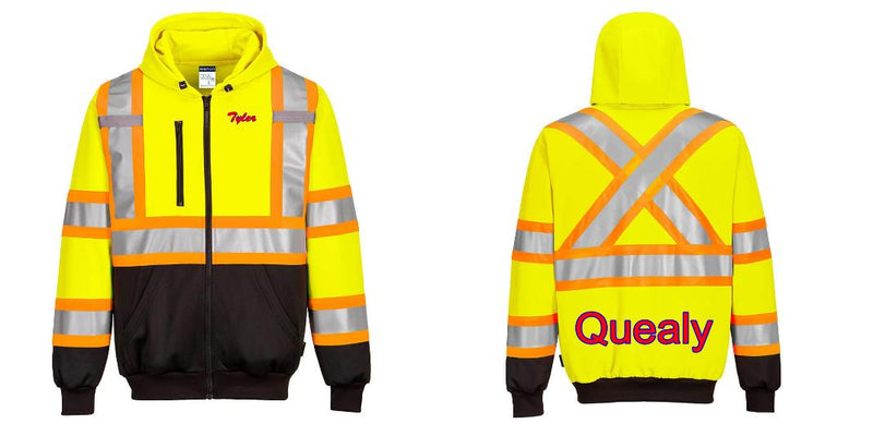 Custom Reflective X-Back Hi-Vis YELLOW Hoodie