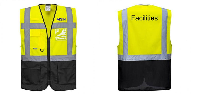Custom Warsaw Yellow and Black Professional Style Safety Vest