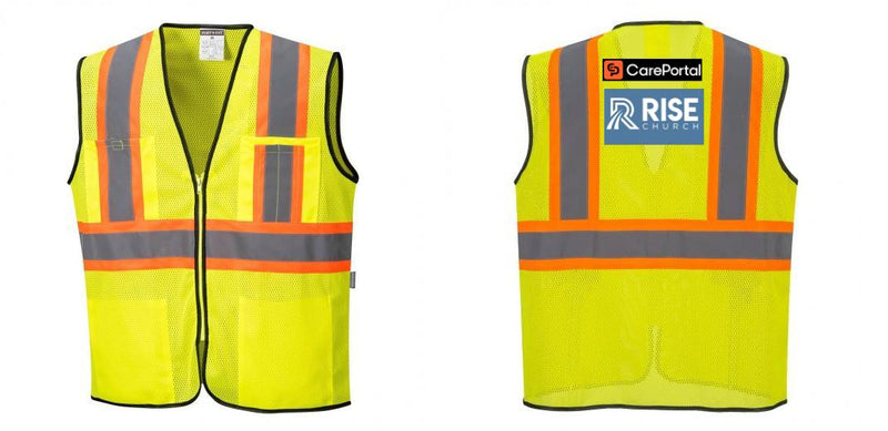 Custom Yellow Mesh Class 2 Reflective Safety Vest with Pockets