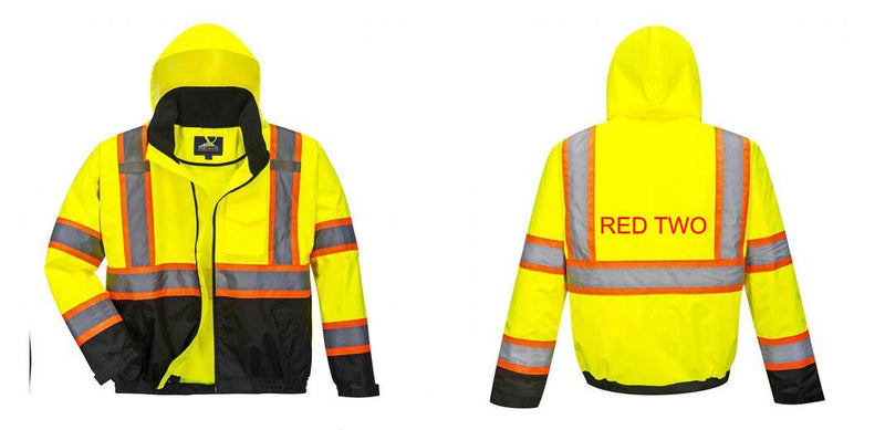 Custom High Visibility Class 3 Yellow/Black Winter Bomber Jacket