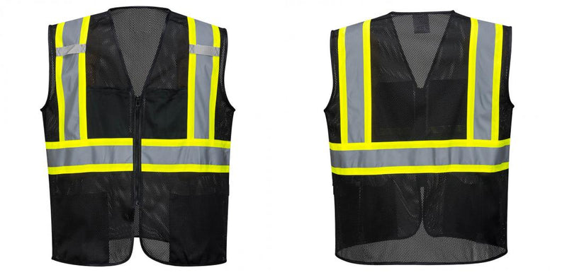 Black Safety Vest | Reflective High Visibility with Pockets