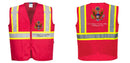 Custom RED Safety Vest Reflective High Visibility with Pockets