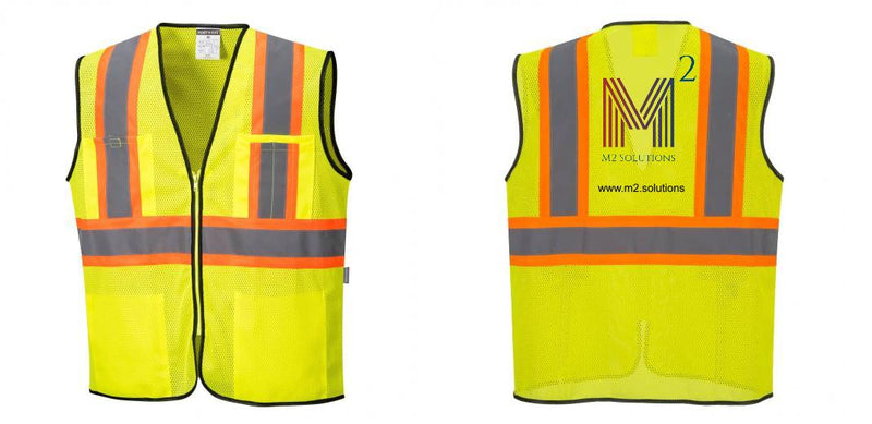 Custom Yellow Mesh Class 2 Reflective Safety Vest with Pockets