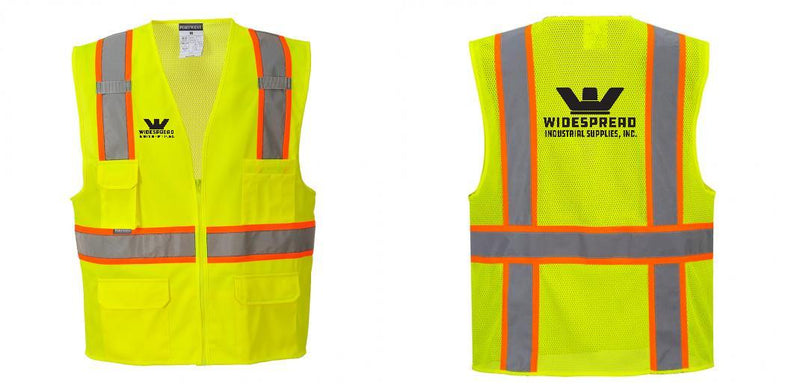 Custom Yellow Class 2 Safety Vest with Cooling Mesh Back