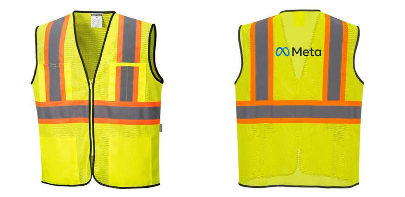 Custom Yellow Mesh Class 2 Reflective Safety Vest with Pockets