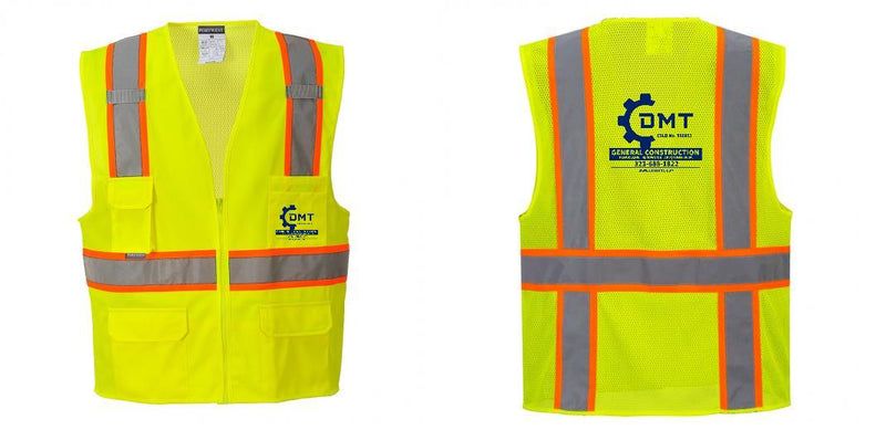 Custom Yellow Class 2 Safety Vest with Cooling Mesh Back