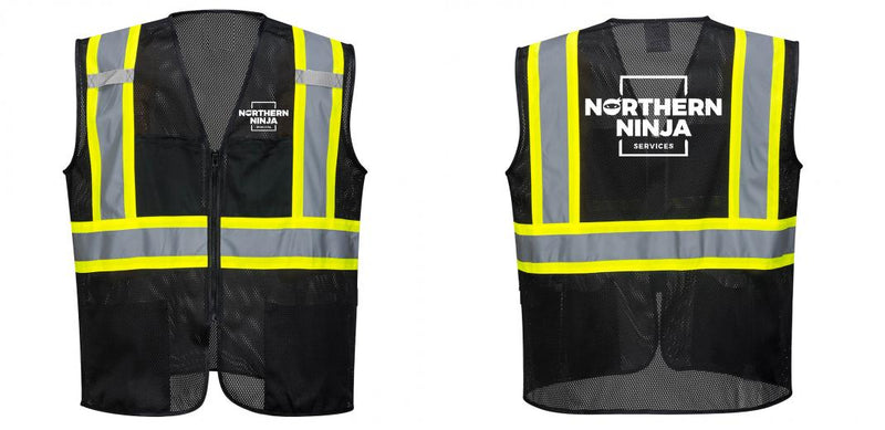 Black Safety Vest | Reflective High Visibility with Pockets