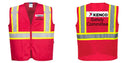 Custom RED Safety Vest Reflective High Visibility with Pockets