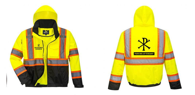 Custom High Visibility Class 3 Yellow/Black Winter Bomber Jacket