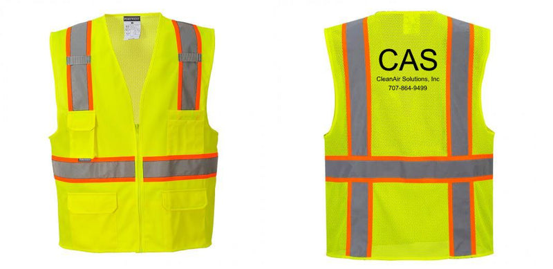 Custom Yellow Class 2 Safety Vest with Cooling Mesh Back