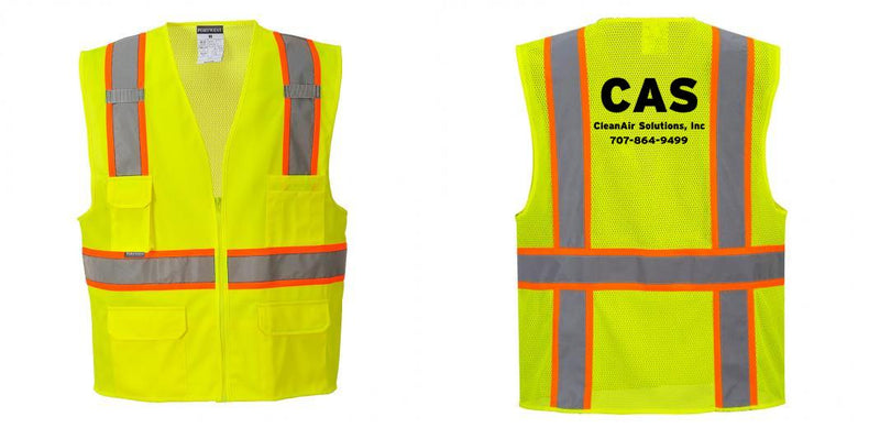 Custom Yellow Class 2 Safety Vest with Cooling Mesh Back