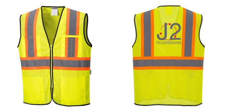 Custom Yellow Mesh Class 2 Reflective Safety Vest with Pockets