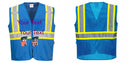 Custom Royal Blue Safety Vest Reflective High Visibility with Pockets