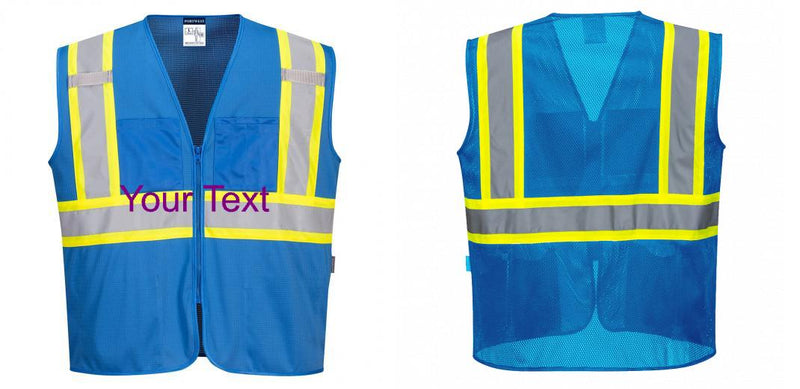 Custom Royal Blue Safety Vest Reflective High Visibility with Pockets