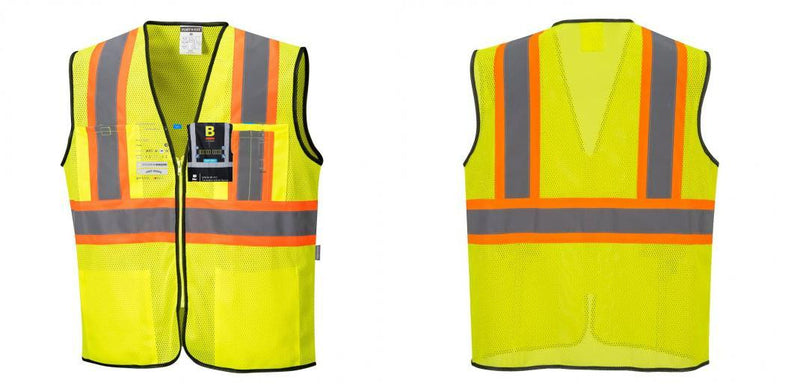 Custom Yellow Mesh Class 2 Reflective Safety Vest with Pockets