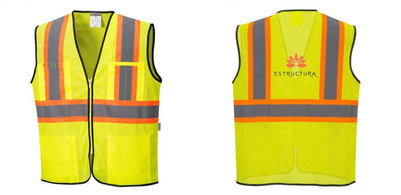 Custom Yellow Mesh Class 2 Reflective Safety Vest with Pockets