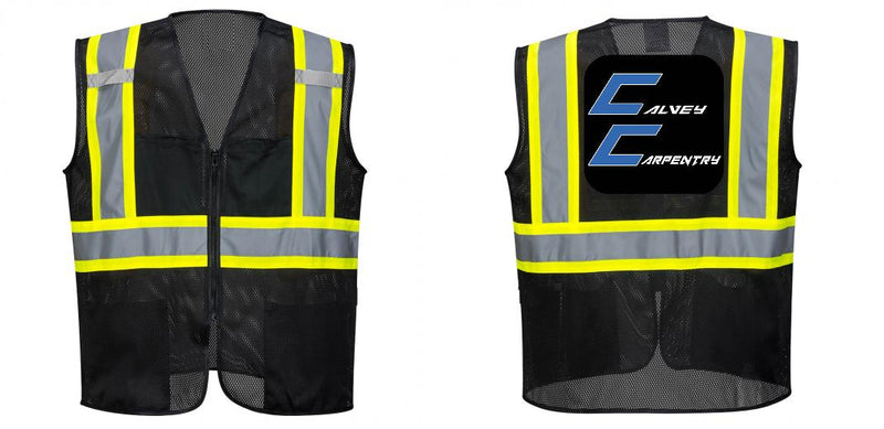 Custom Black Safety Vest Reflective High Visibility with Pockets