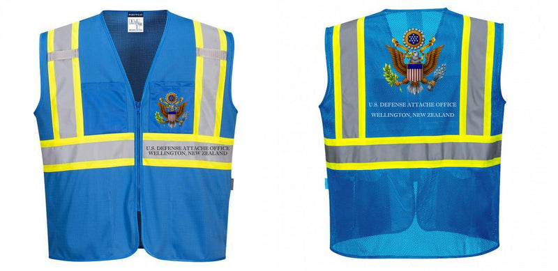 Custom Royal Blue Safety Vest Reflective High Visibility with Pockets