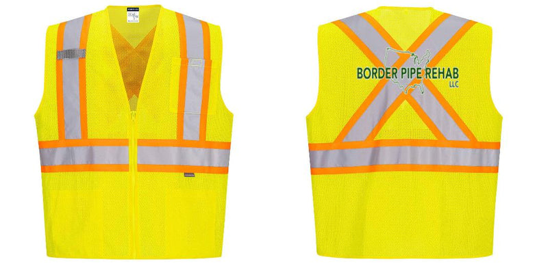 Custom X-Back YELLOW Mesh Contrast Tape Vest