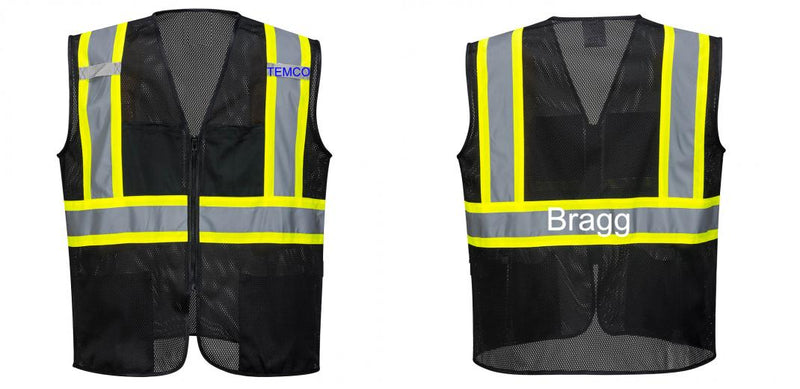 Custom Black Safety Vest Reflective High Visibility with Pockets