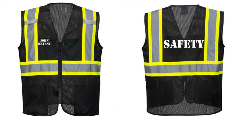 Black Safety Vest | Reflective High Visibility with Pockets