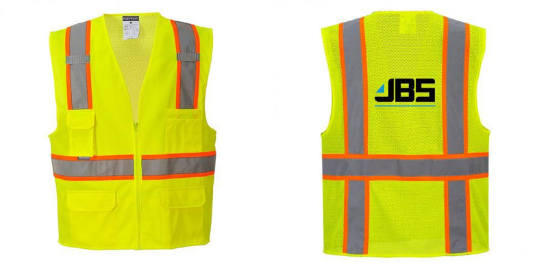 Custom Yellow Class 2 Safety Vest with Cooling Mesh Back