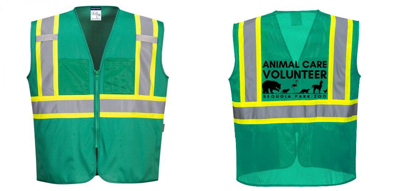 Custom Green Safety Vest Reflective High Visibility with Pockets