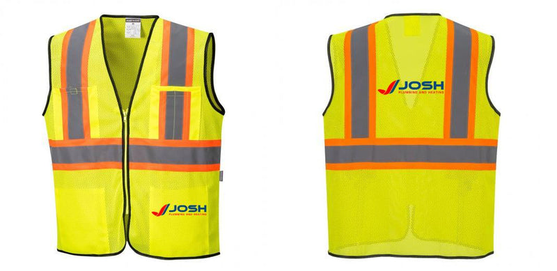 Custom Yellow Mesh Class 2 Reflective Safety Vest with Pockets