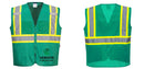 Custom Green Safety Vest Reflective High Visibility with Pockets